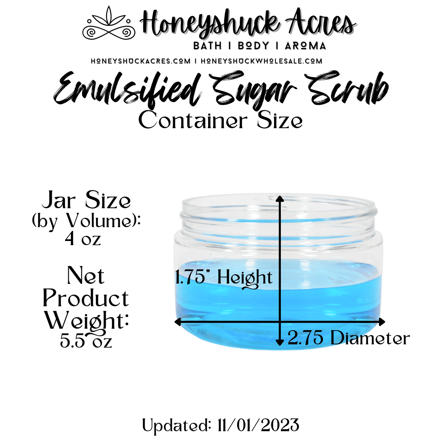 Emulsified Sugar Body Scrub | 4 oz Jar (Net Wt 5.5 oz)