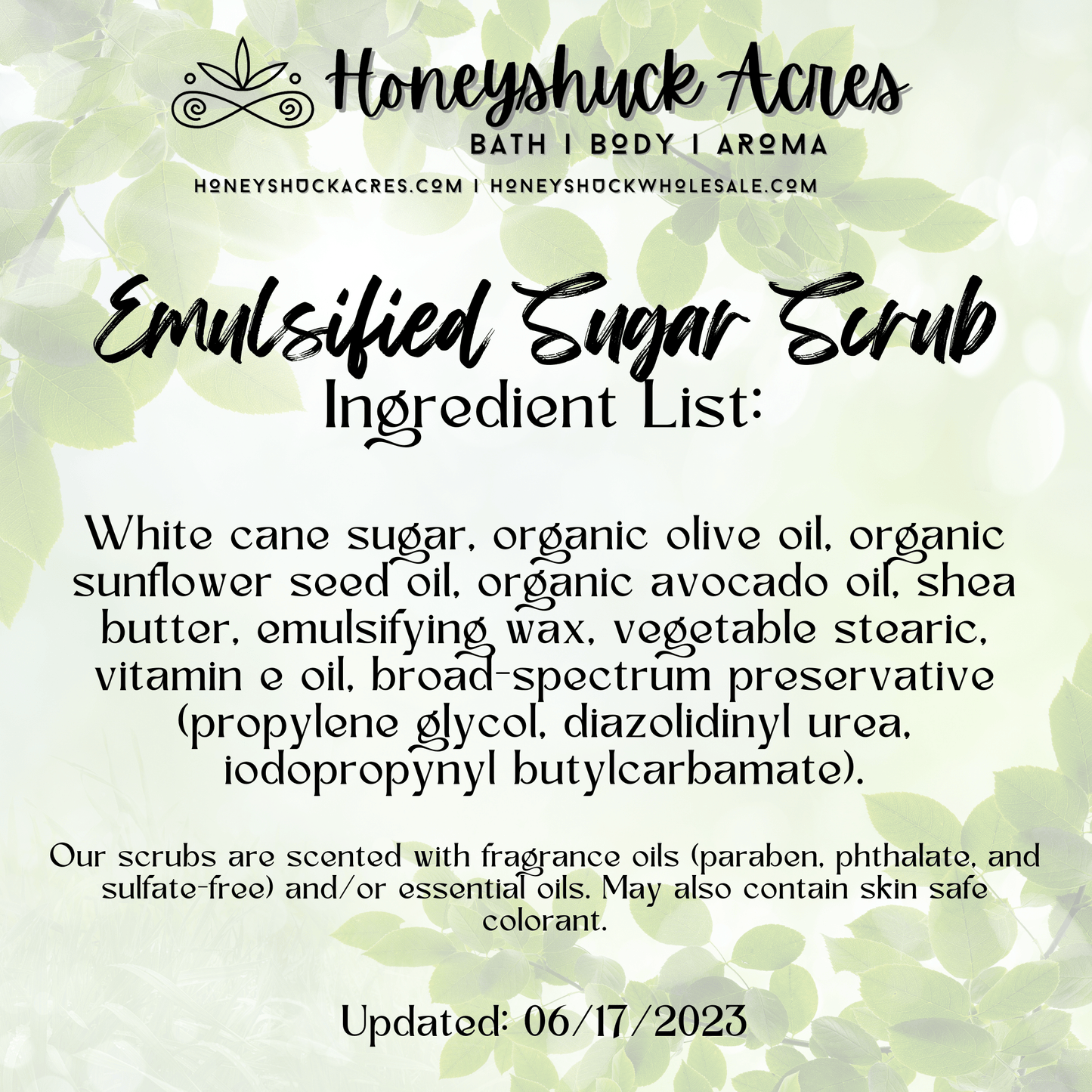 Emulsified Sugar Body Scrub | 8 oz Jar (Net Wt 10.5 oz)