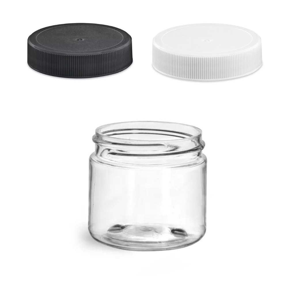 Jar: 2 oz Clear PET Plastic Round 48-400 Neck | Optional Lids