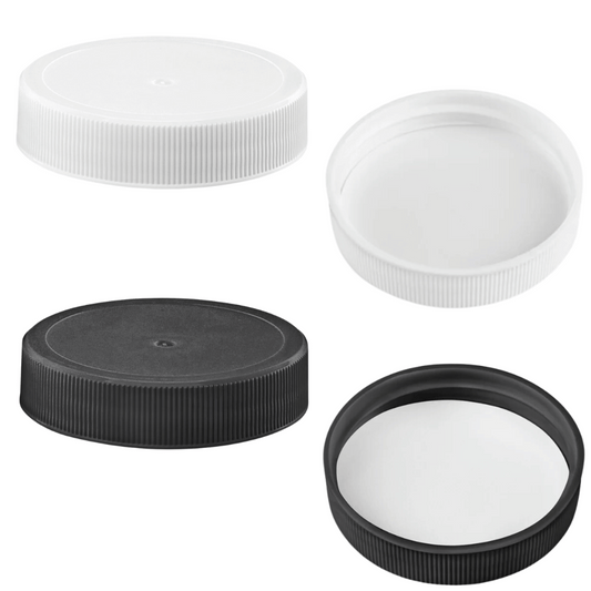 Lid: 48-400 Ribbed Polypropylene Cap w/ Foam Liner | Black or White