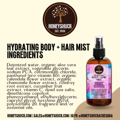 Body + Hair Mist | Hydrating Spray | 4 fl oz | Choice of Scent