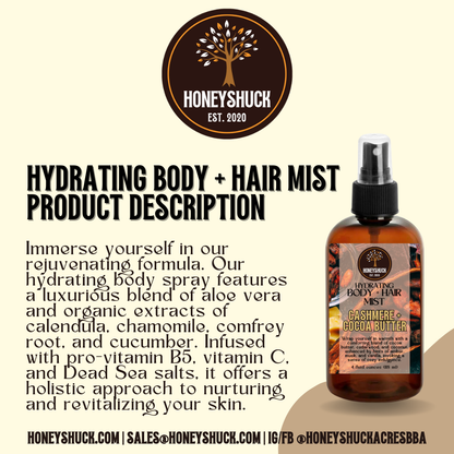 Body + Hair Mist | Hydrating Spray | 4 fl oz | Choice of Scent