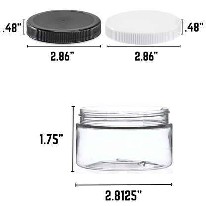 Jar: 4 oz Clear PET Plastic Round 70-400 Neck | Optional Lids