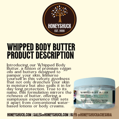 Whipped Body Butter | 4 oz Jar | Choice of Scent | Net Wt 2 oz