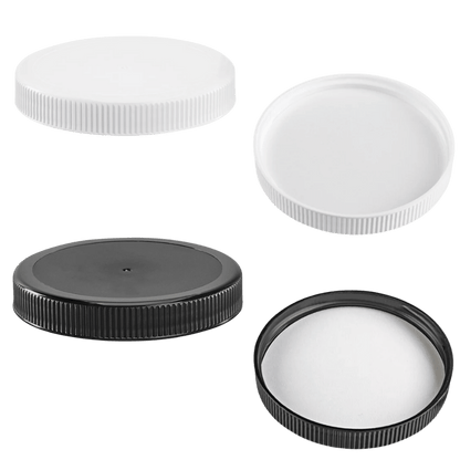 Lid: 70-400 Ribbed Polypropylene Cap w/ Foam Liner | Black or White