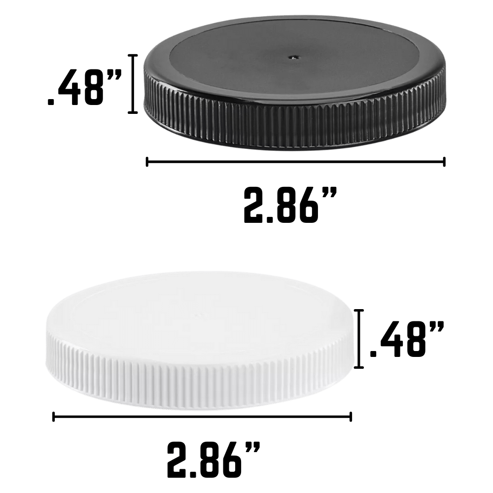 Lid: 70-400 Ribbed Polypropylene Cap w/ Foam Liner | Black or White