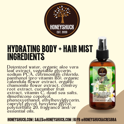 Body + Hair Mist | Hydrating Spray | 8 fl oz | Choice of Scent