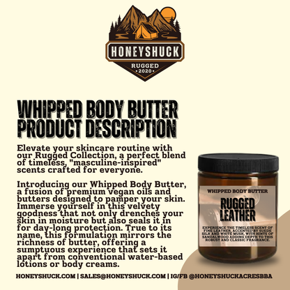 Rugged Whipped Body Butter | 8 oz Jar | Net Wt 4 oz