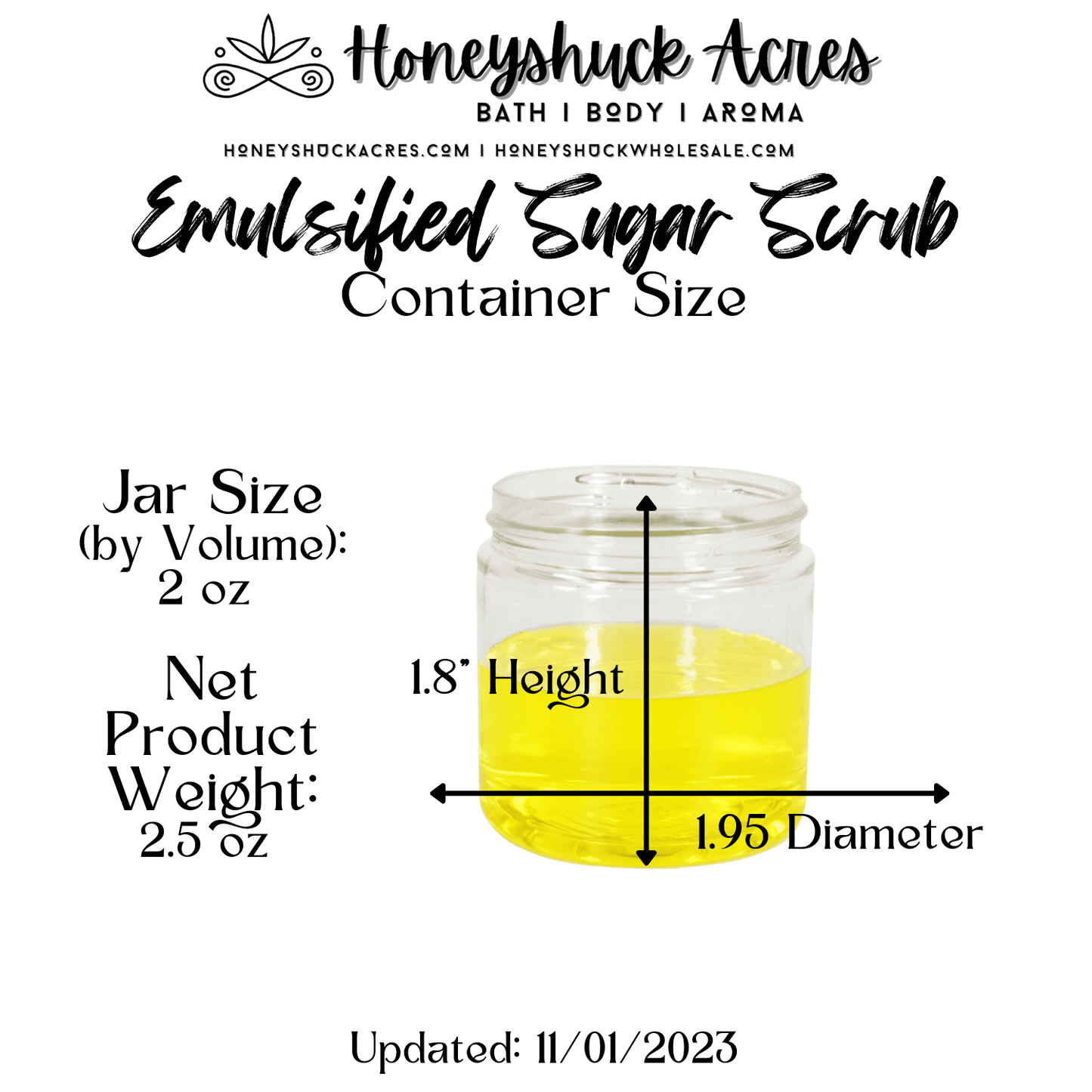 Sugar Body Scrub | Emulsified | 2 oz Jar (Net Wt 2.5 oz)