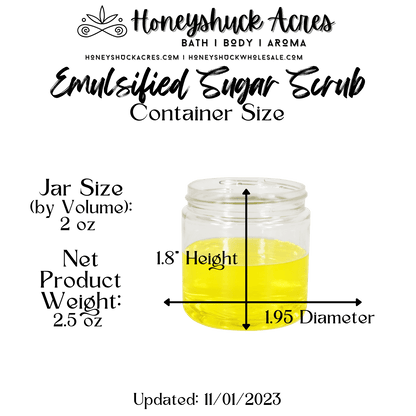 Sugar Body Scrub | Emulsified | 2 oz Jar (Net Wt 2.5 oz)