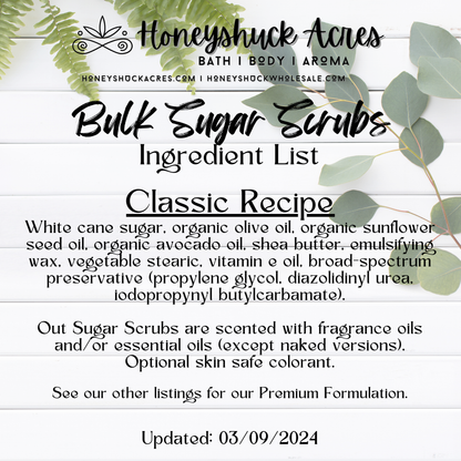 [BULK] Sugar Body Scrub | Emulsified | 1 Gallon | Classic Recipe | Net Wt 120 oz