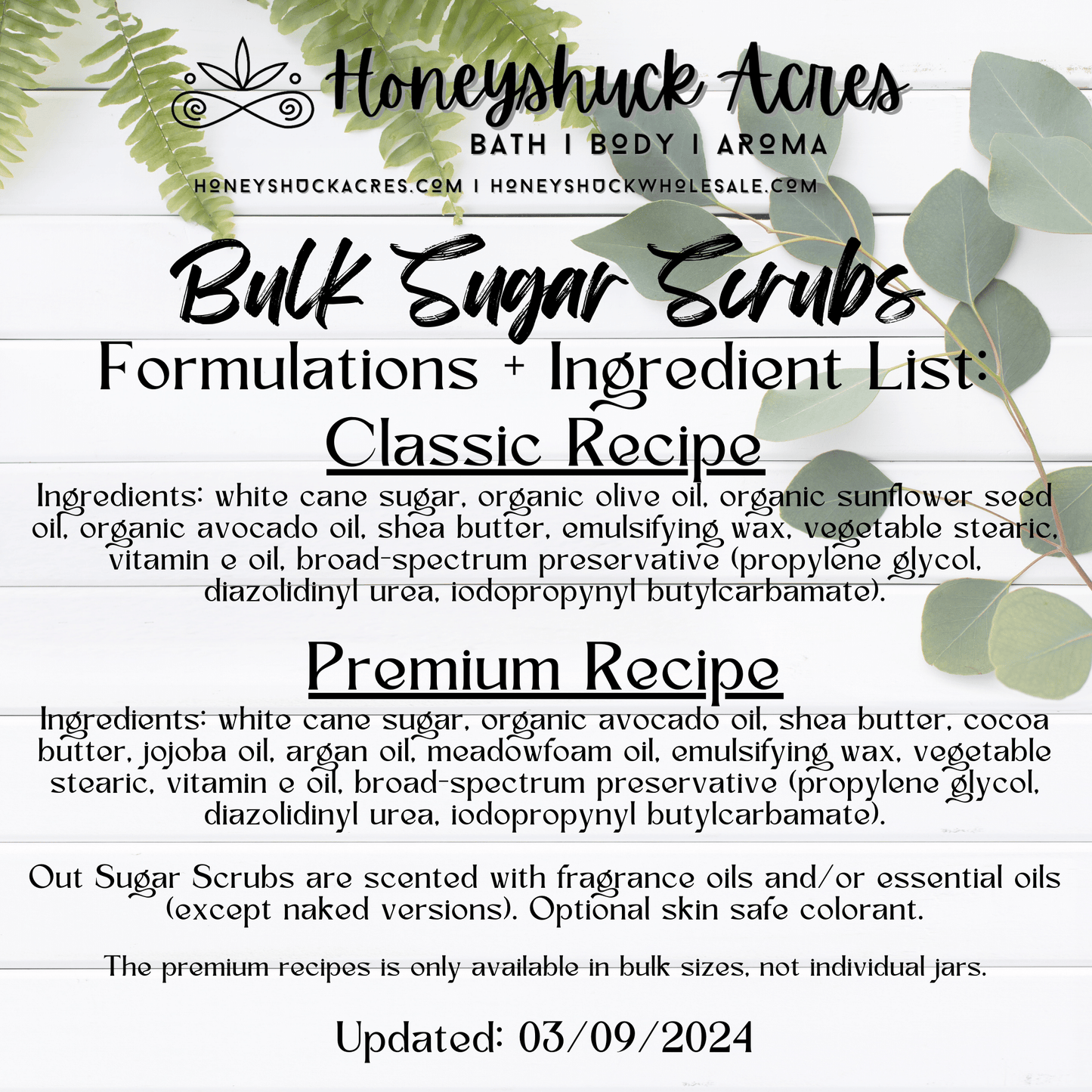 BULK Sugar Body Scrub | Emulsified | 1/2 or 1 Gallon