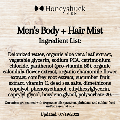 Men's Body + Hair Mist Spray | Choice of Size + Scent