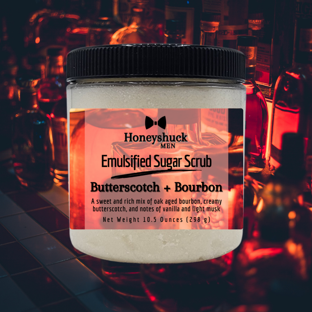 Men's Sugar Body Scrub | Butterscotch + Bourbon | Emulsified | Choice of Size
