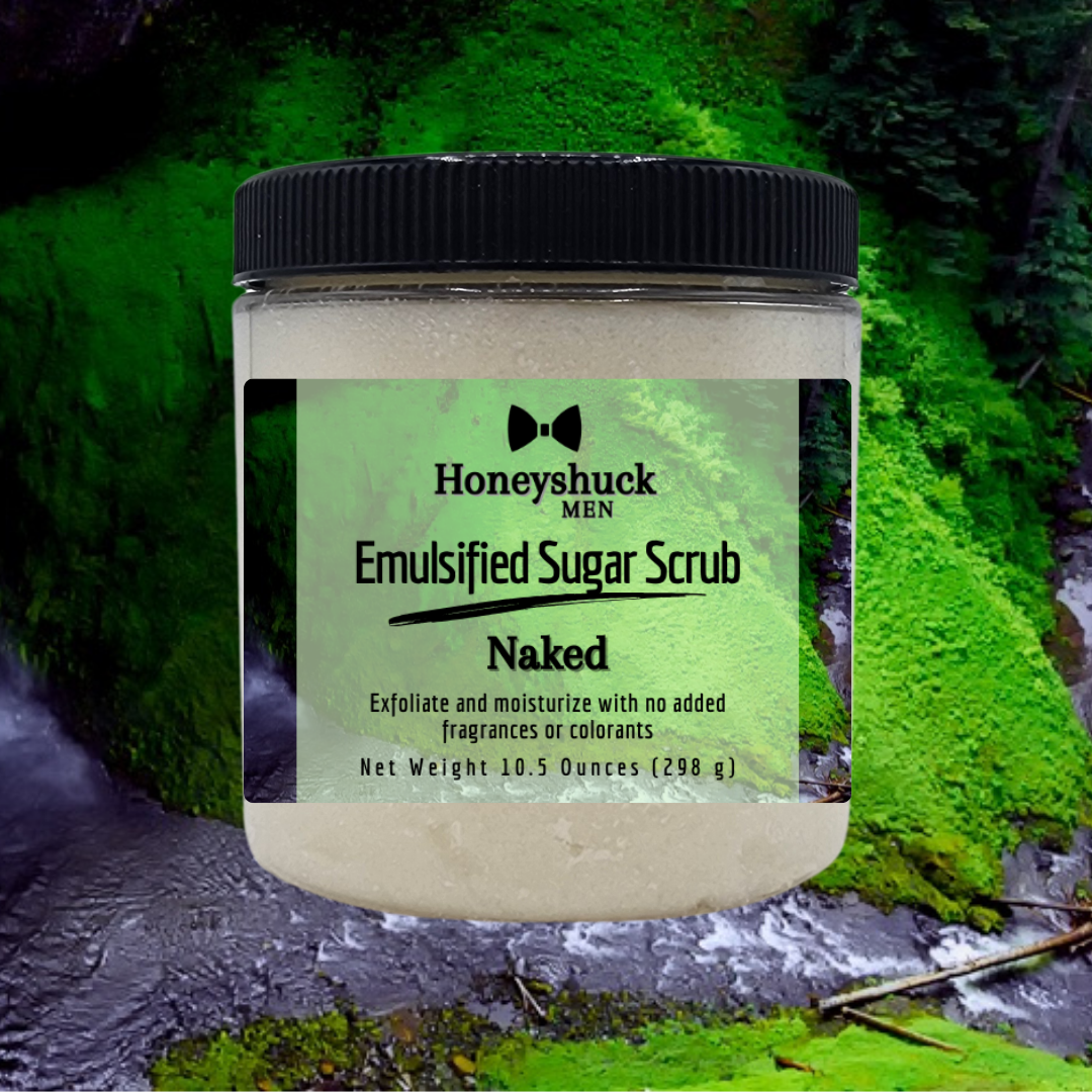 Men's Sugar Body Scrub | Naked | Unscented | Emulsified | Choice of Size